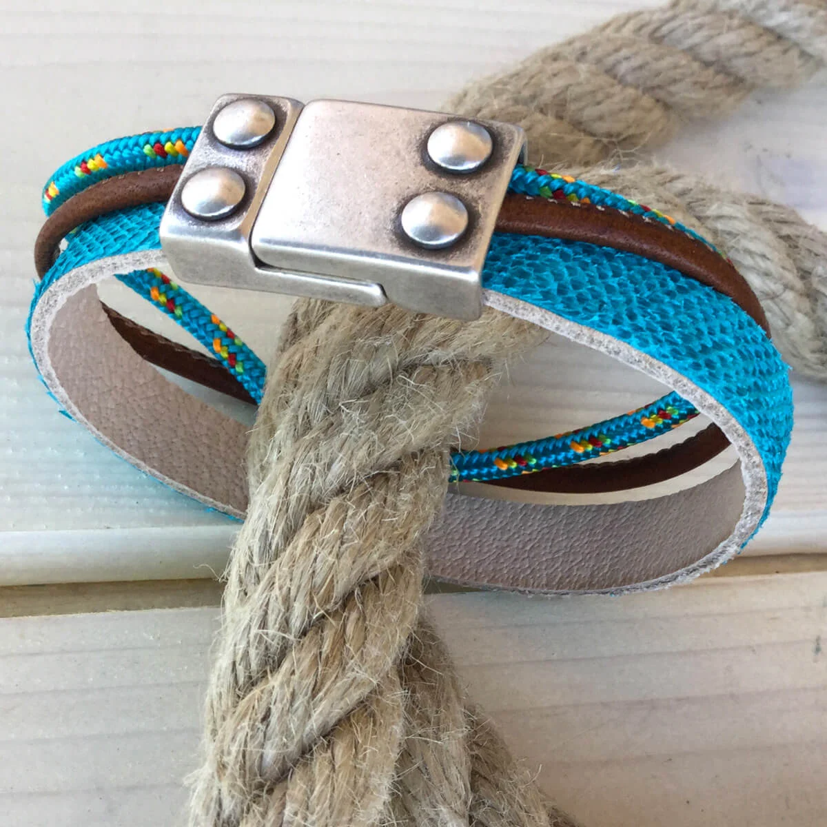 Bracciale Nautica uomo 21 cm celeste