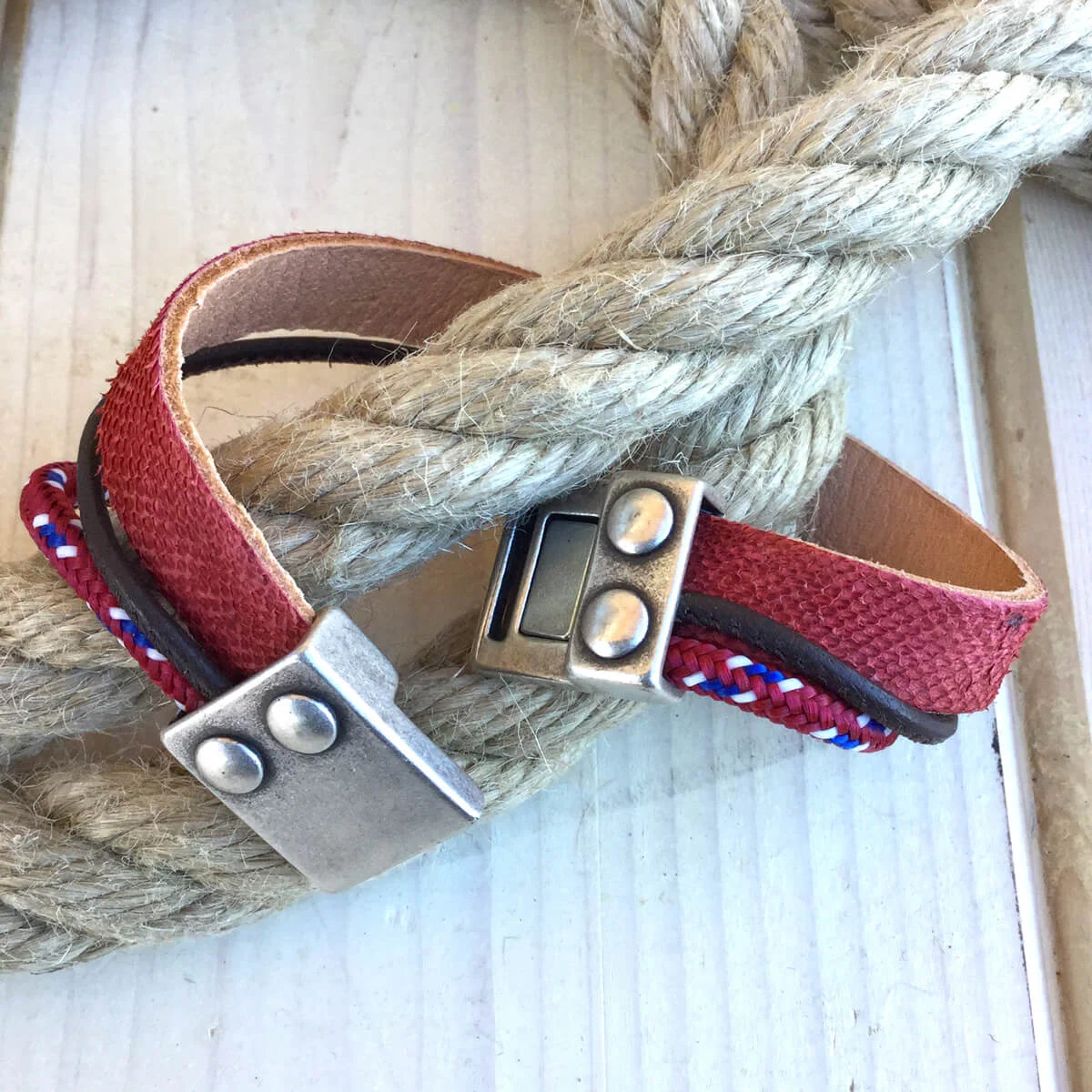Bracciale Nautica uomo 21 cm rosso